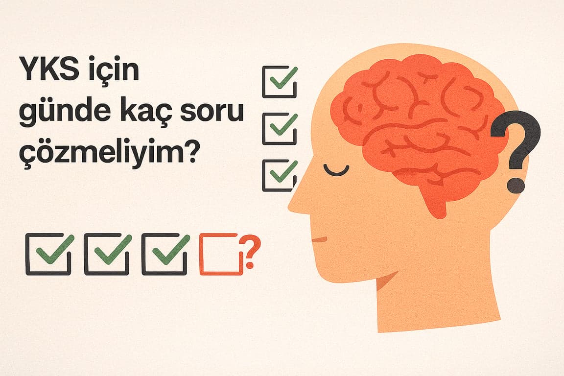 YKS’de günde kaç soru çözülmeli sorusuna yanıt veren blog yazısı için hazırlanmış, soru çözen lise öğrencisi illüstrasyonu.